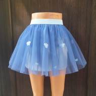 TUTU BLEU-GRI CU FLUTURI BLEU