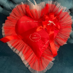 INIMA ROSIE  PERSONALIZATA MARE CU VOLAN INIMA ROSIE  PERSONALIZATA MARE CU VOLAN