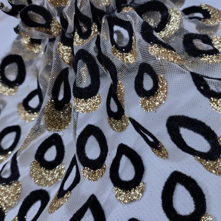 MANSETA DECOR POZE NEGRU SI SCLIPICI AURIU