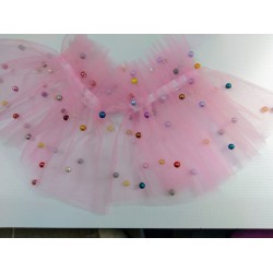 MANSETA DECOR POZE TIUL ROZ PERLE COLORATE