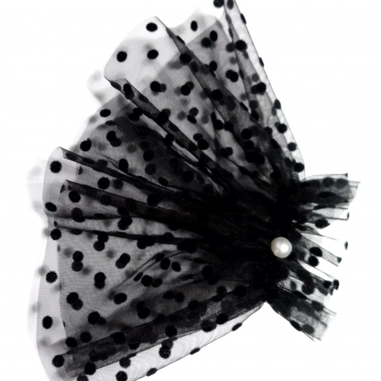 MANSETA DECOR POZE TIUL NEGRU CU BULINE MICI MANSETA DECOR POZE TIUL NEGRU CU BULINE MICI