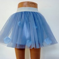 FUSTA TIUL BLEU-GRI PETALE BLEU