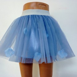 FUSTA TIUL BLEU-GRI PETALE BLEU