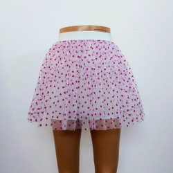 TUTU ALB CU  INIMI FUCSIA