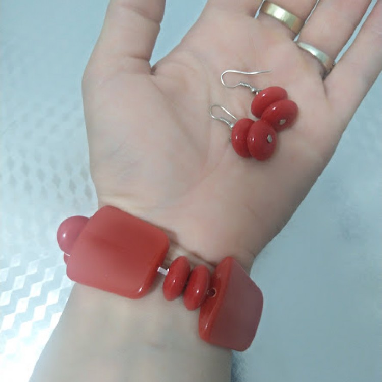 SET BRATARA CU CERCEI ROSU