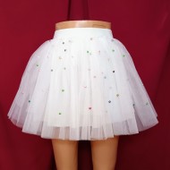 TUTU FASII  TIUL ALB PERLE COLORATE