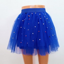TUTU ALBASTRU FASII PERLE COLORATE