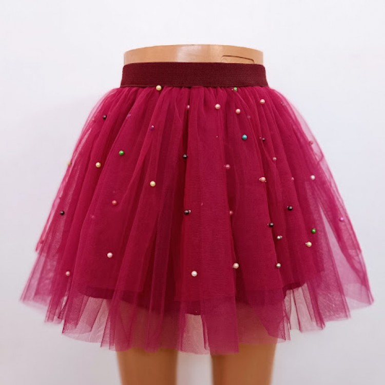 TUTU FASII TIUL MAGENTA PERLE COLORATE