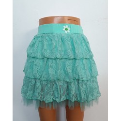 FUSTA FETE VOLANE DANTELA VERDE MENTA