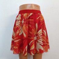 FUSTA TIUL ROSU CU FLORI MARI