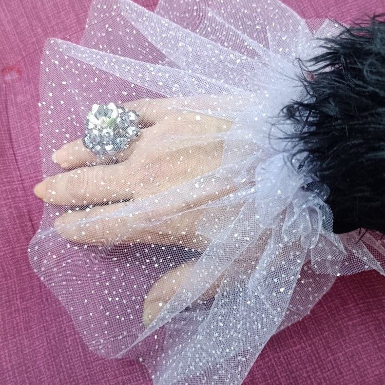 MANSETA DECOR POZE TIUL LILA CU SCLIPICI 