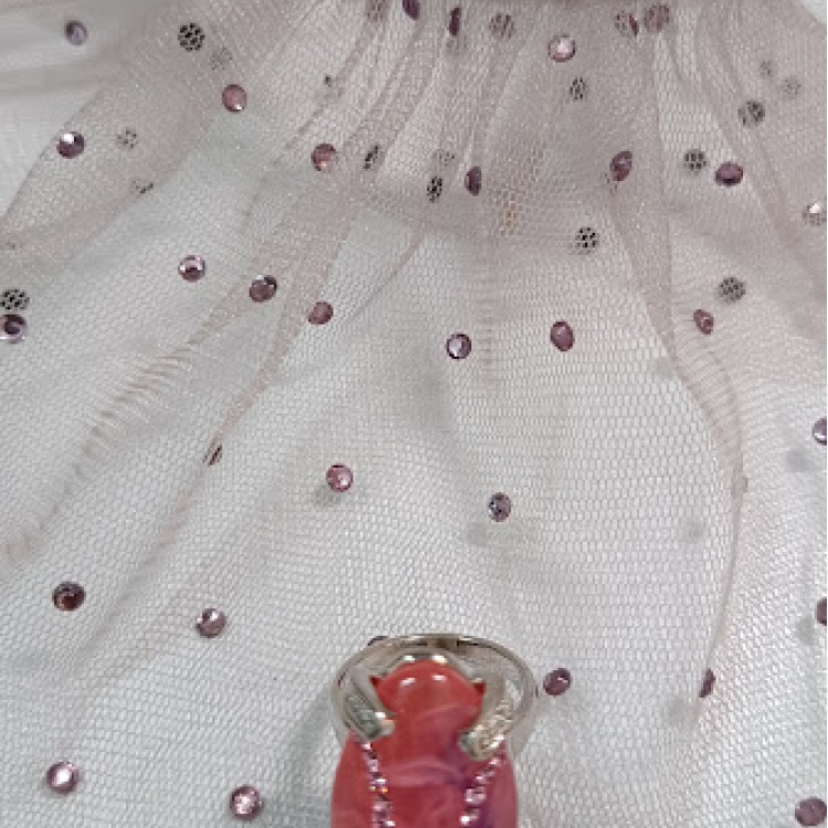 MANSETA DECOR POZE BEJ CU STRASURI ROZ