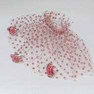 MANSETA DECOR POZE ROZ PUDRA CU BULINE MICI