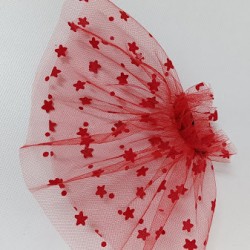 MANSETA DECOR POZE TIUL ROSU CU STELE SI BULINE MICI